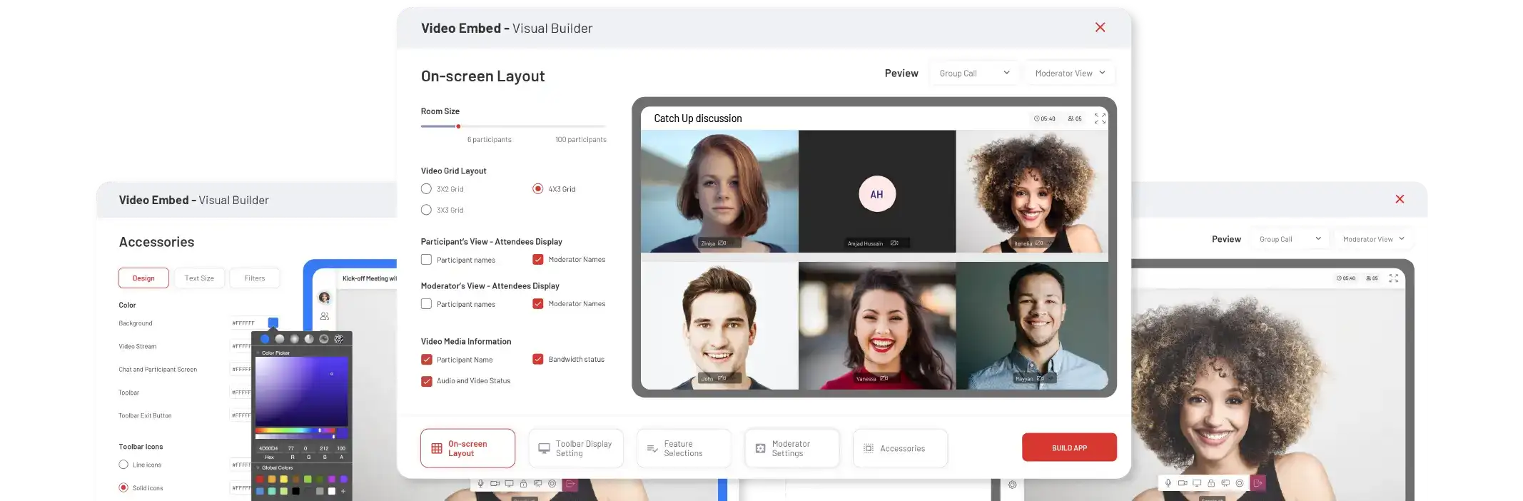 Video Embed with Video Call App Visual Builder